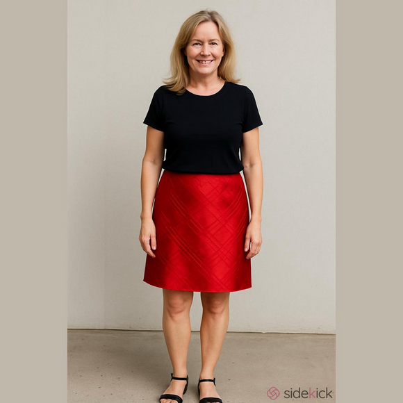 Talbots Dresses & Skirts - Talbots petite pure silk textured taffeta red midi length skirt size 16 WP